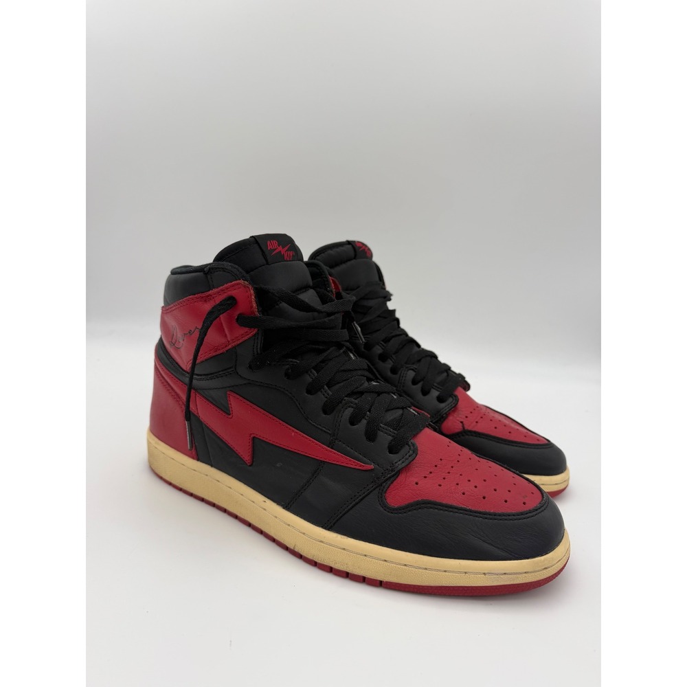 Air Kiy Reves Bred High Top Sneakers Black Red Leather Mens Size 12 1991X